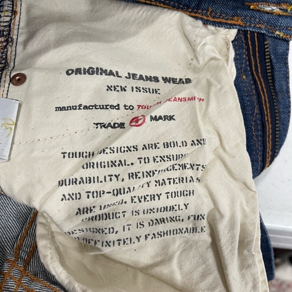 Tough JeanSmith vintage men size 28 patchwork embellished/whiskering jeans - Picture 9 of 12